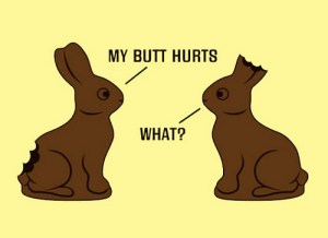 two-chocolate-bunnies-talking-to-each-other-my-butt-hurts-what-cant-hear