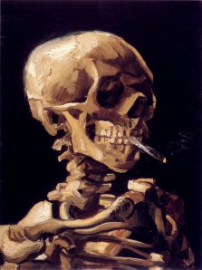 skull-with-a-burning-cigarette-in-between-teeth-Van-Gogh